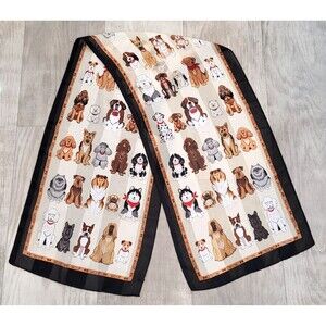 Womens Dog Novelty Print Scarf 56 x 13.5 Bones Woof Breeds Animal Pet Lover Gift
